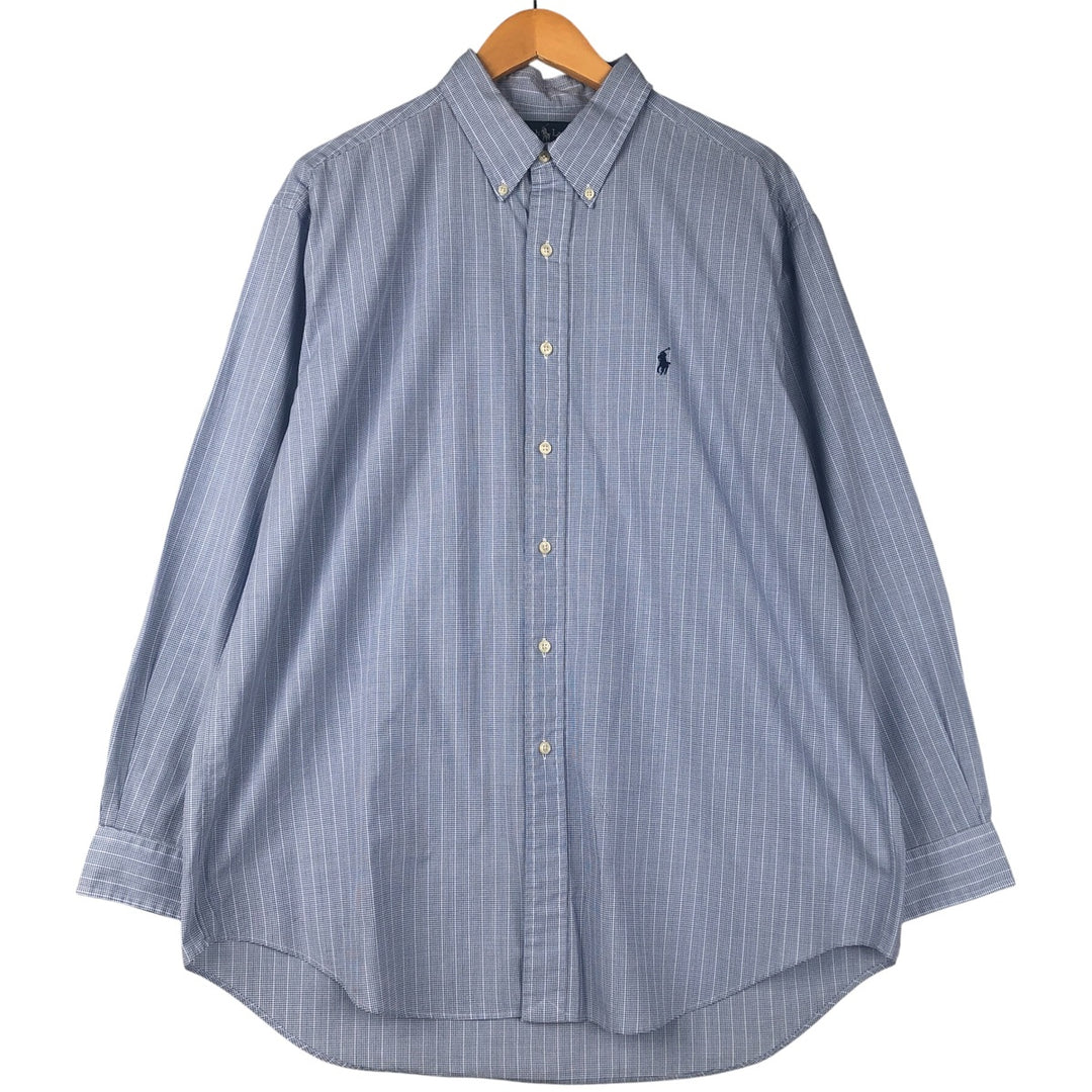 Ralph Lauren YARMOUTH Long Sleeve Button Down Check Shirt Men's XL cotton blue type Vintage Second Hand