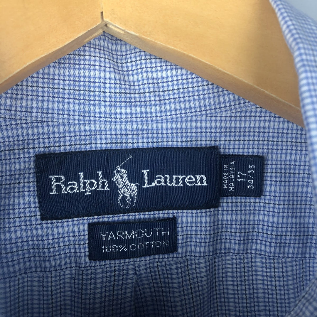 Ralph Lauren YARMOUTH Long Sleeve Button Down Check Shirt Men's XL cotton blue type Vintage Second Hand