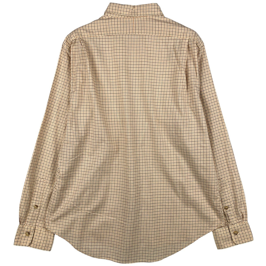 Ralph Lauren POLO by Ralph Lauren wide-collar long-sleeved cotton check shirt, men's size L cotton Beige type Vintage Second Hand