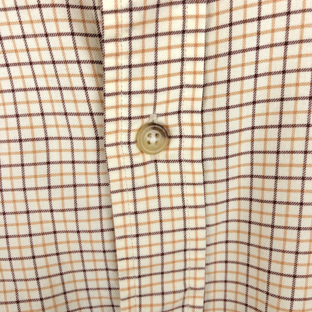 Ralph Lauren POLO by Ralph Lauren wide-collar long-sleeved cotton check shirt, men's size L cotton Beige type Vintage Second Hand