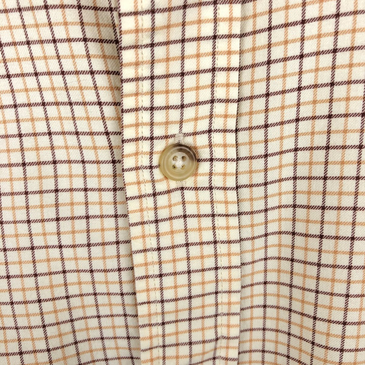 Ralph Lauren POLO by Ralph Lauren wide-collar long-sleeved cotton check shirt, men's size L cotton Beige type Vintage Second Hand
