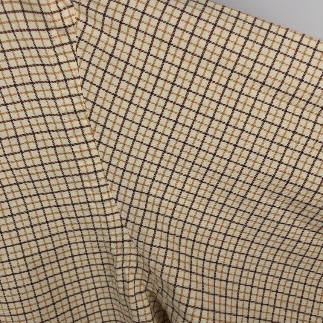 Ralph Lauren POLO by Ralph Lauren wide-collar long-sleeved cotton check shirt, men's size L cotton Beige type Vintage Second Hand