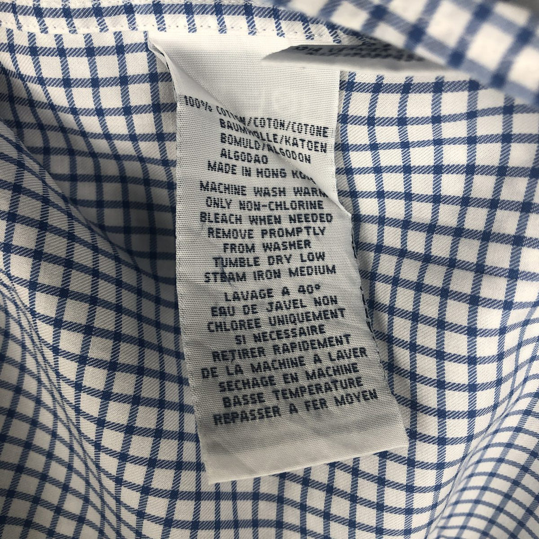 Ralph Lauren POLO by Ralph Custom Fit Gingham Check Long Sleeve Button-Down Check Shirt, Men's Size L cotton blue type Vintage Second Hand