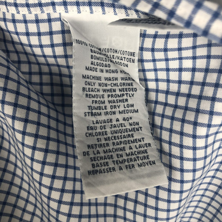 Ralph Lauren POLO by Ralph Custom Fit Gingham Check Long Sleeve Button-Down Check Shirt, Men's Size L cotton blue type Vintage Second Hand