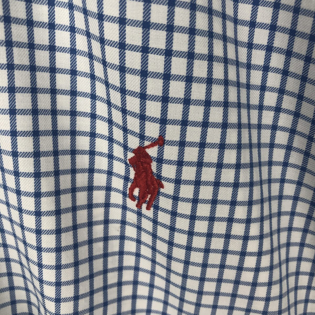 Ralph Lauren POLO by Ralph Custom Fit Gingham Check Long Sleeve Button-Down Check Shirt, Men's Size L cotton blue type Vintage Second Hand
