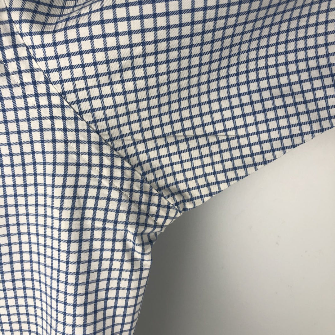 Ralph Lauren POLO by Ralph Custom Fit Gingham Check Long Sleeve Button-Down Check Shirt, Men's Size L cotton blue type Vintage Second Hand