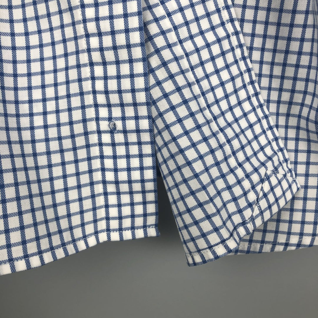 Ralph Lauren POLO by Ralph Custom Fit Gingham Check Long Sleeve Button-Down Check Shirt, Men's Size L cotton blue type Vintage Second Hand