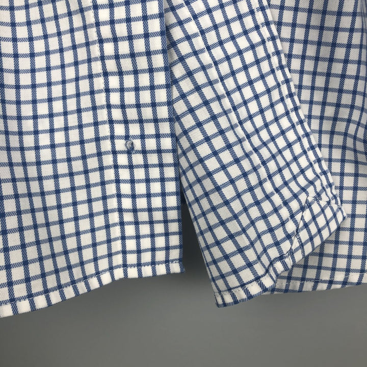 Ralph Lauren POLO by Ralph Custom Fit Gingham Check Long Sleeve Button-Down Check Shirt, Men's Size L cotton blue type Vintage Second Hand