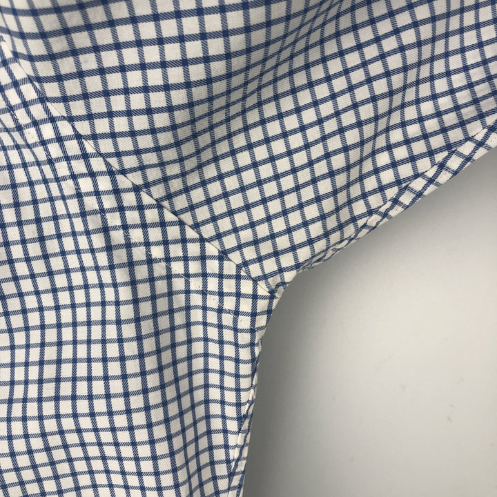 Ralph Lauren POLO by Ralph Custom Fit Gingham Check Long Sleeve Button-Down Check Shirt, Men's Size L cotton blue type Vintage Second Hand