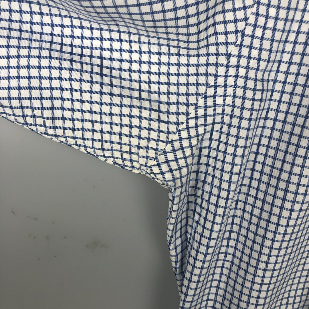 Ralph Lauren POLO by Ralph Custom Fit Gingham Check Long Sleeve Button-Down Check Shirt, Men's Size L cotton blue type Vintage Second Hand