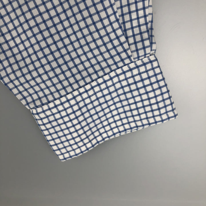 Ralph Lauren POLO by Ralph Custom Fit Gingham Check Long Sleeve Button-Down Check Shirt, Men's Size L cotton blue type Vintage Second Hand