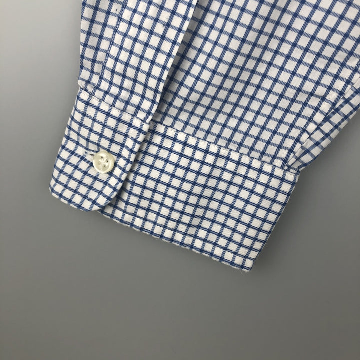 Ralph Lauren POLO by Ralph Custom Fit Gingham Check Long Sleeve Button-Down Check Shirt, Men's Size L cotton blue type Vintage Second Hand