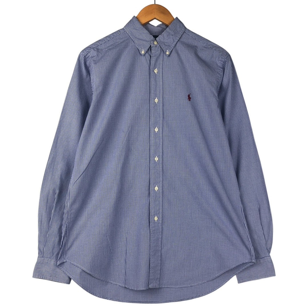 Ralph Lauren Classic Fit Gingham Check Long Sleeve Button Down Check Shirt Men's M cotton blue type Vintage Second Hand