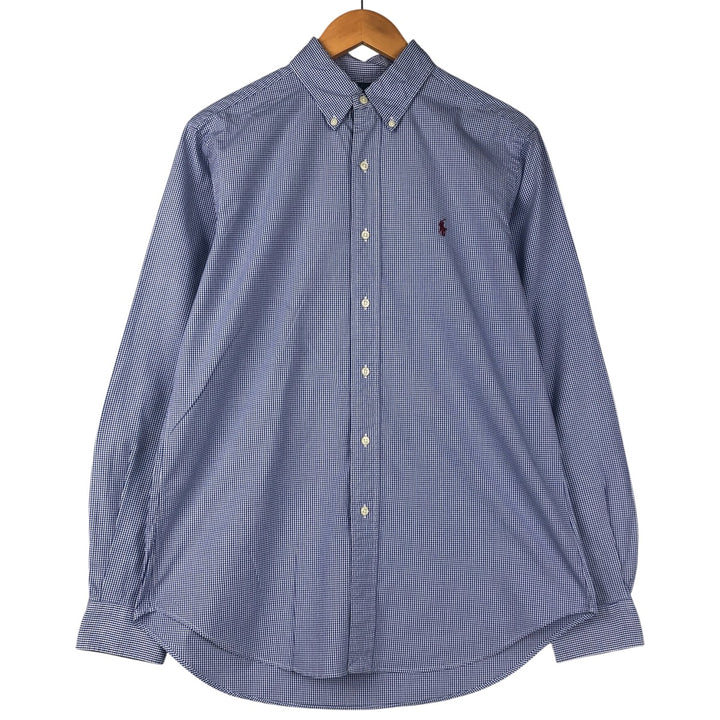 Ralph Lauren Classic Fit Gingham Check Long Sleeve Button Down Check Shirt Men's M cotton blue type Vintage Second Hand