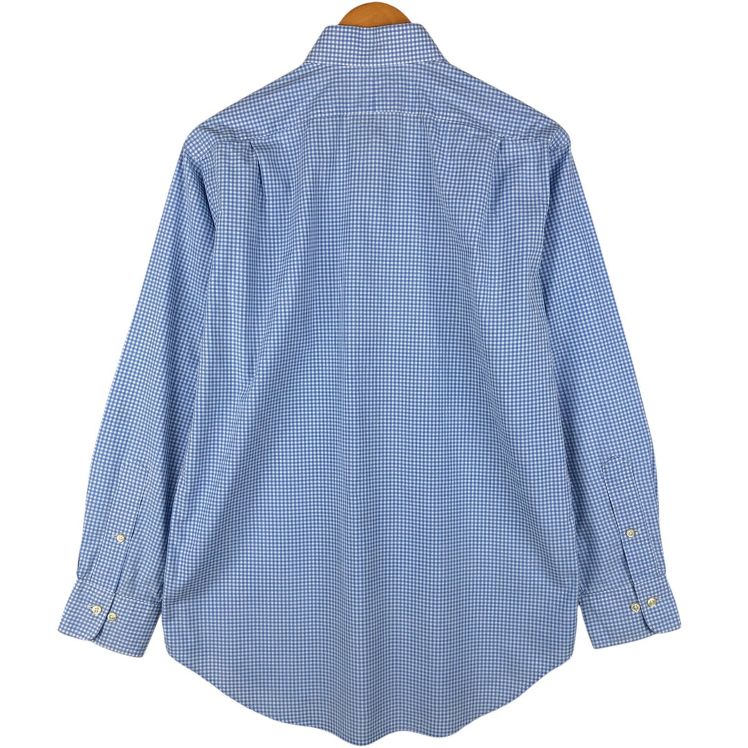 POLO by Ralph Lauren REGENT CLASSIC FIT gingham check long-sleeved cotton check shirt, men's size M cotton Blue type light blue Vintage Second Hand