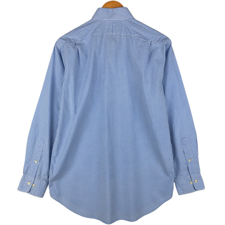 POLO by Ralph Lauren REGENT CLASSIC FIT gingham check long-sleeved cotton check shirt, men's size M cotton Blue type light blue Vintage Second Hand