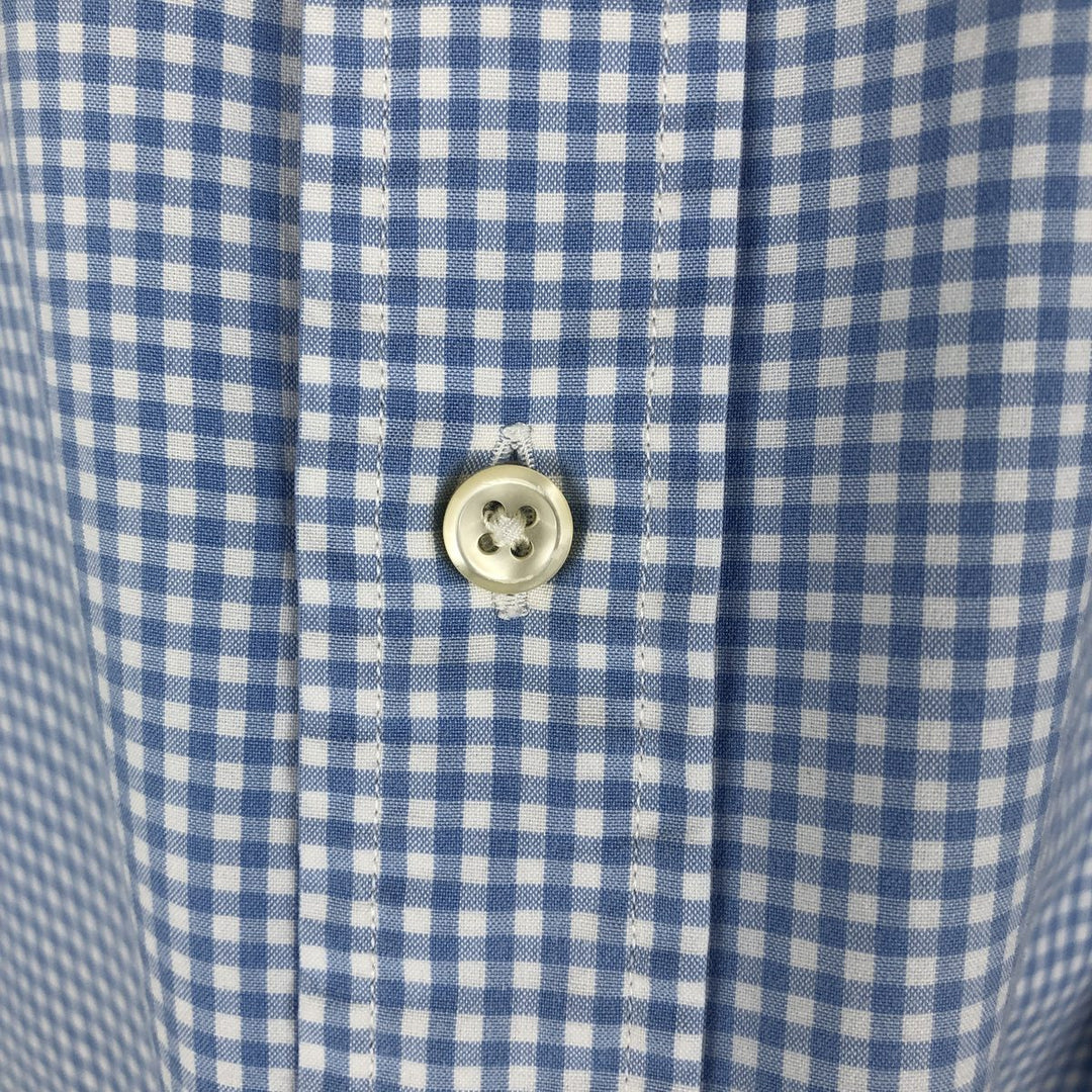 POLO by Ralph Lauren REGENT CLASSIC FIT gingham check long-sleeved cotton check shirt, men's size M cotton Blue type light blue Vintage Second Hand