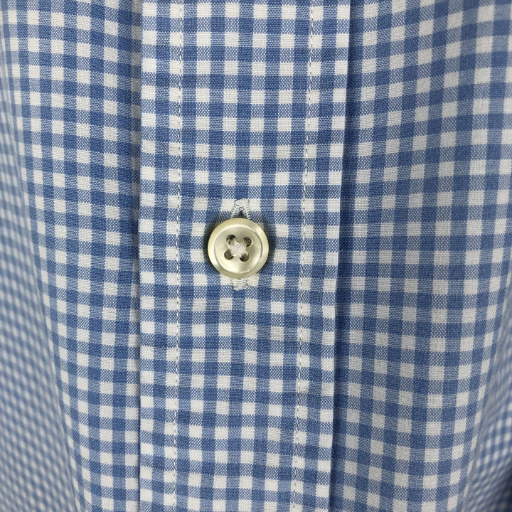POLO by Ralph Lauren REGENT CLASSIC FIT gingham check long-sleeved cotton check shirt, men's size M cotton Blue type light blue Vintage Second Hand