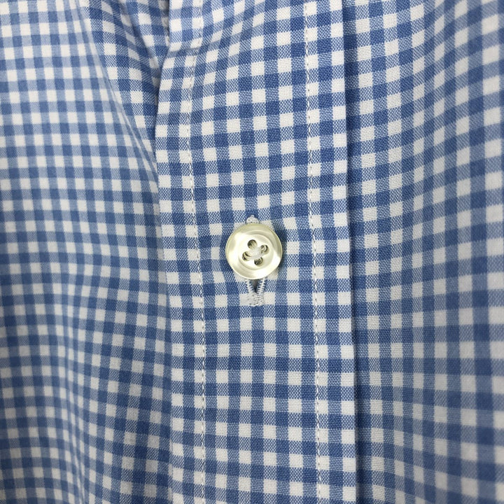 POLO by Ralph Lauren REGENT CLASSIC FIT gingham check long-sleeved cotton check shirt, men's size M cotton Blue type light blue Vintage Second Hand