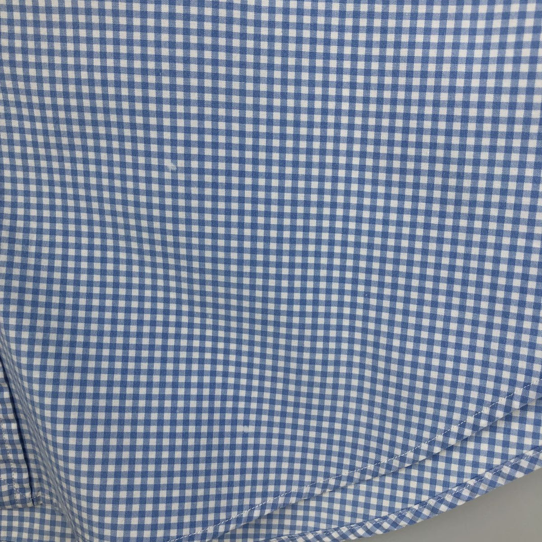 POLO by Ralph Lauren REGENT CLASSIC FIT gingham check long-sleeved cotton check shirt, men's size M cotton Blue type light blue Vintage Second Hand