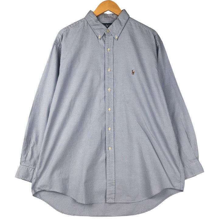Ralph Lauren YARMOUTH Long Sleeve Button Down Check Shirt Men's XL cotton Blue type light blue Vintage Second Hand