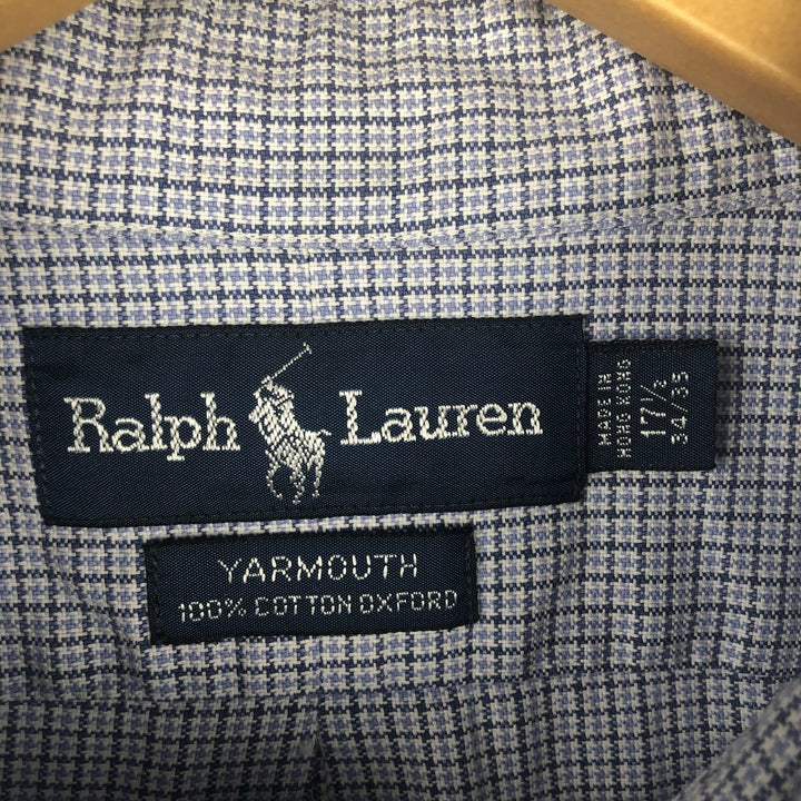 Ralph Lauren YARMOUTH Long Sleeve Button Down Check Shirt Men's XL cotton Blue type light blue Vintage Second Hand