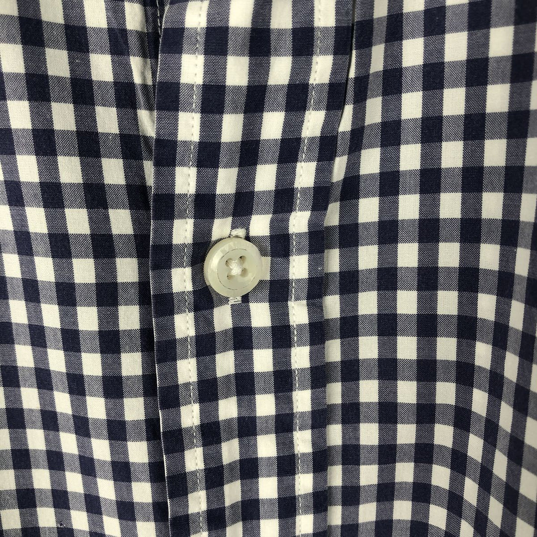 Ralph Lauren POLO RALPH LAUREN Wide Collar Gingham Check Long Sleeve Cotton Check Shirt, Men's Size XL cotton Navy blue Vintage Second Hand