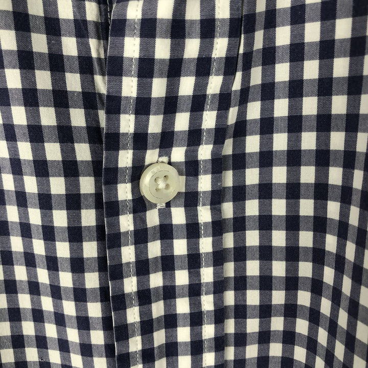 Ralph Lauren POLO RALPH LAUREN Wide Collar Gingham Check Long Sleeve Cotton Check Shirt, Men's Size XL cotton Navy blue Vintage Second Hand
