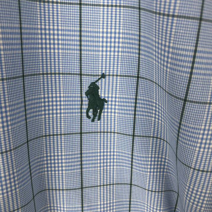 Ralph Lauren POLO by Ralph Lauren CUSTOM FIT long-sleeved button-down check shirt, men's size L cotton Blue type light blue Vintage Second Hand