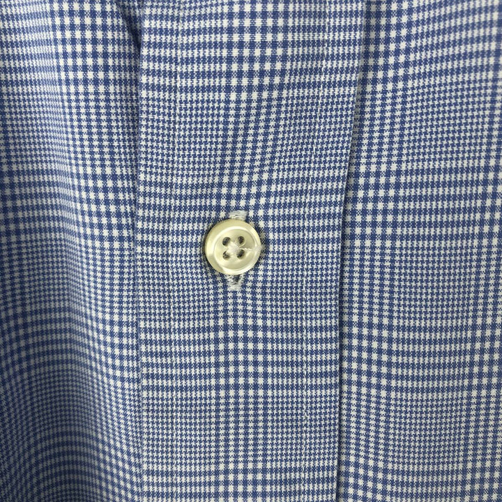 POLO by Ralph Lauren Glen Plaid Wide Collar Long Sleeve Cotton Check Shirt, Men's Size L cotton blue type Vintage Second Hand