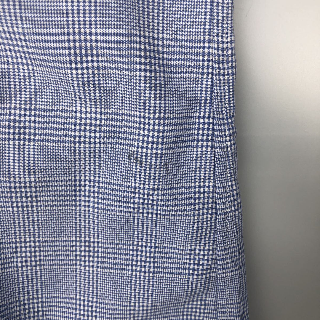 POLO by Ralph Lauren Glen Plaid Wide Collar Long Sleeve Cotton Check Shirt, Men's Size L cotton blue type Vintage Second Hand