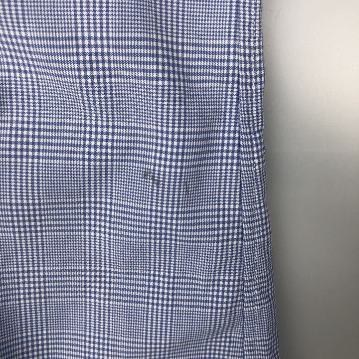 POLO by Ralph Lauren Glen Plaid Wide Collar Long Sleeve Cotton Check Shirt, Men's Size L cotton blue type Vintage Second Hand