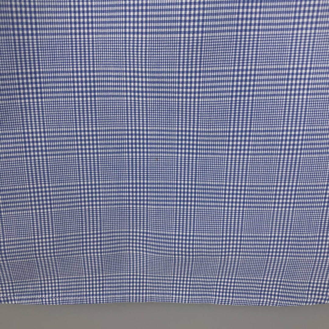 POLO by Ralph Lauren Glen Plaid Wide Collar Long Sleeve Cotton Check Shirt, Men's Size L cotton blue type Vintage Second Hand