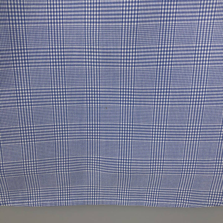 POLO by Ralph Lauren Glen Plaid Wide Collar Long Sleeve Cotton Check Shirt, Men's Size L cotton blue type Vintage Second Hand