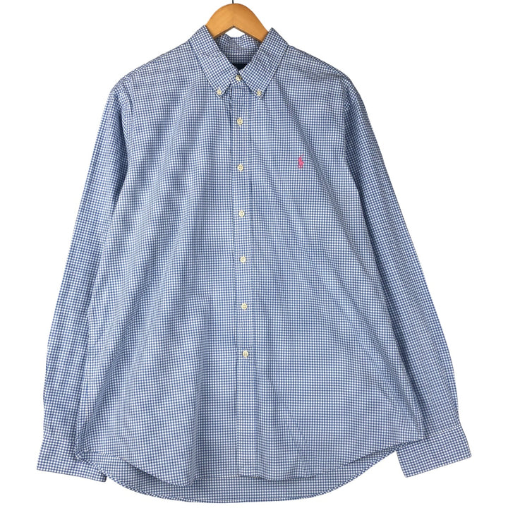 Ralph Lauren Gingham Check Long Sleeve Button-Down Check Shirt Men's XL cotton Blue type light blue Vintage Second Hand
