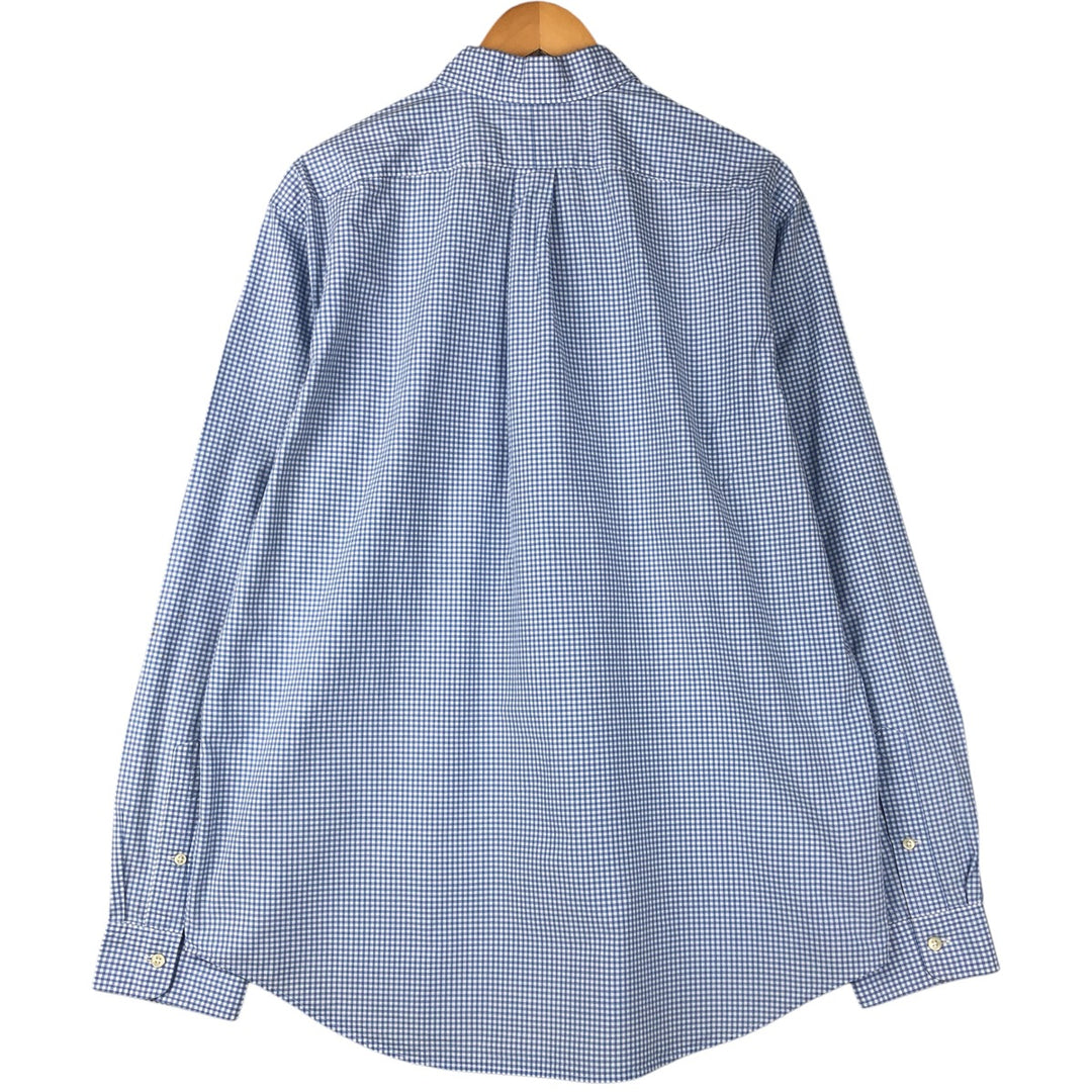 Ralph Lauren Gingham Check Long Sleeve Button-Down Check Shirt Men's XL cotton Blue type light blue Vintage Second Hand