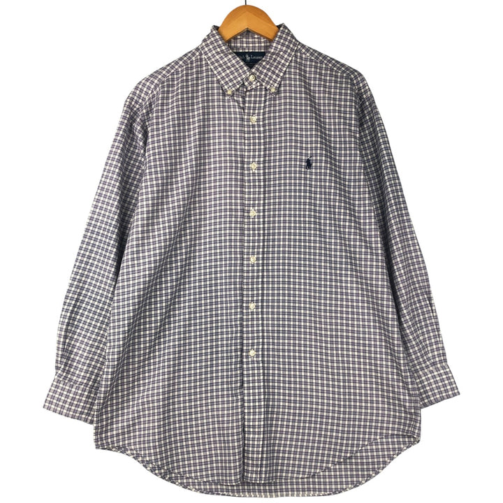 Ralph Lauren YARMOUTH Gun Club Check Long Sleeve Button-Down Check Shirt, Men's Size L cotton white type Vintage Second Hand