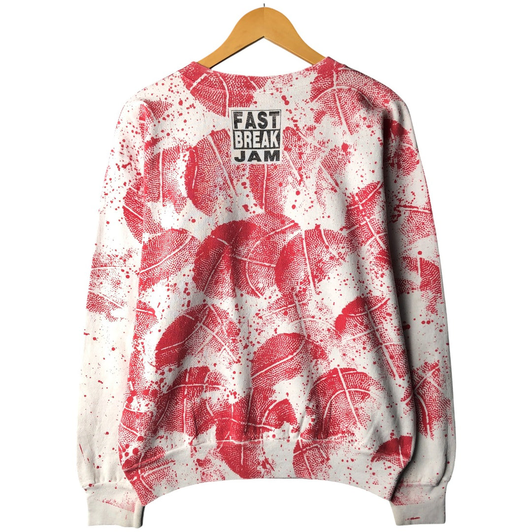 90'S Tartex Fast Break Jam all-over print sweatshirt, men's size L polyester white type Vintage Second Hand