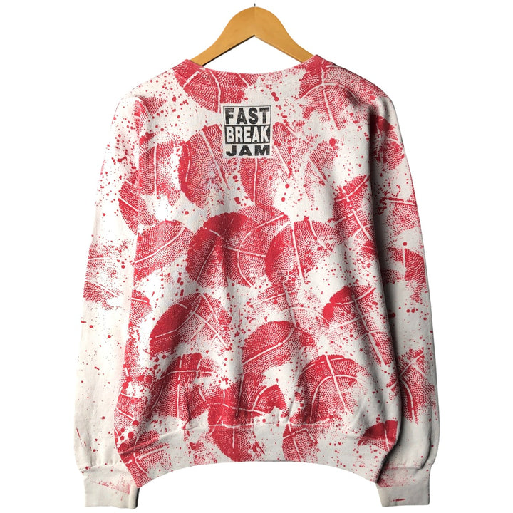 90'S Tartex Fast Break Jam all-over print sweatshirt, men's size L polyester white type Vintage Second Hand