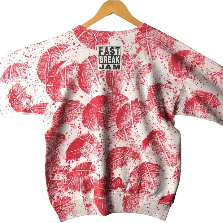 90'S Tartex Fast Break Jam all-over print sweatshirt, men's size L polyester white type Vintage Second Hand