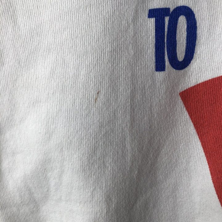 1980'S Reebok "IT'S TIME TO PLAY" Tricolor Print Sweatshirt, Made in USA, Men's Size L cotton white type Vintage Second Hand