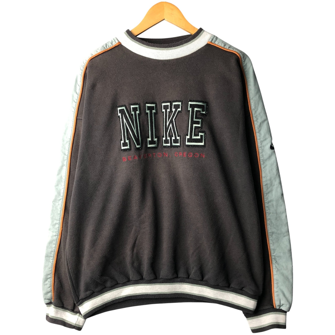 Vintage 90'S Nike silver tag mock neck logo sweatshirt, size L, men's cotton Charcoal Vintage Second Hand