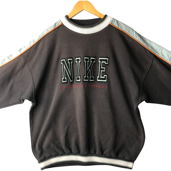 Vintage 90'S Nike silver tag mock neck logo sweatshirt, size L, men's cotton Charcoal Vintage Second Hand