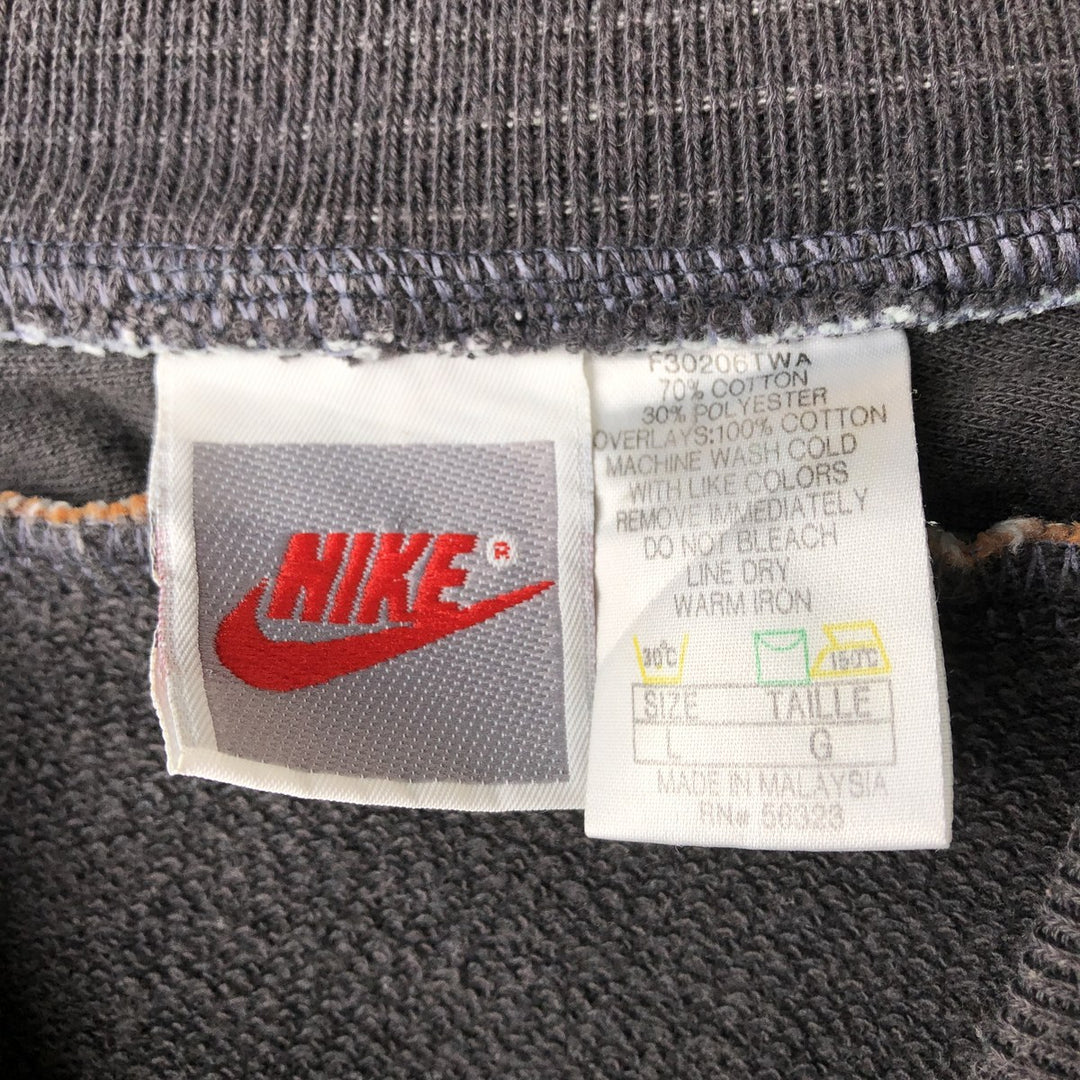Vintage 90'S Nike silver tag mock neck logo sweatshirt, size L, men's cotton Charcoal Vintage Second Hand