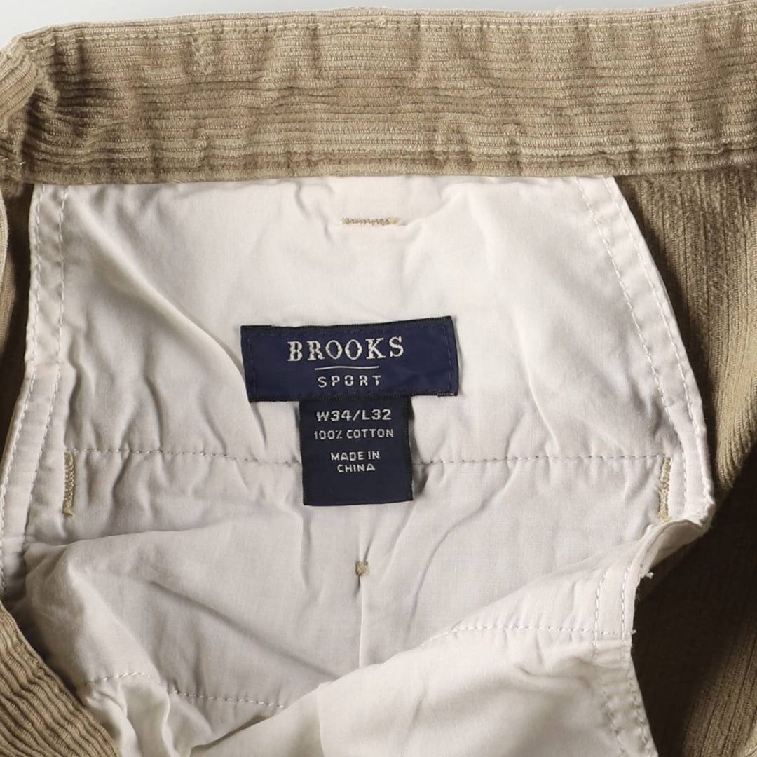 Brooks SPORT Corduroy Pants, Men's, Size W33 cotton Beige type Vintage Second Hand