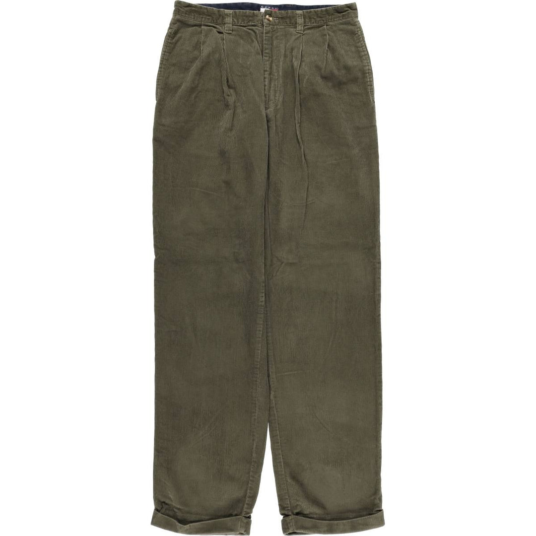 2000'S Tommy Hilfiger Two-pleat Corduroy Pants Men's Size W34 cotton Khaki type Vintage Second Hand