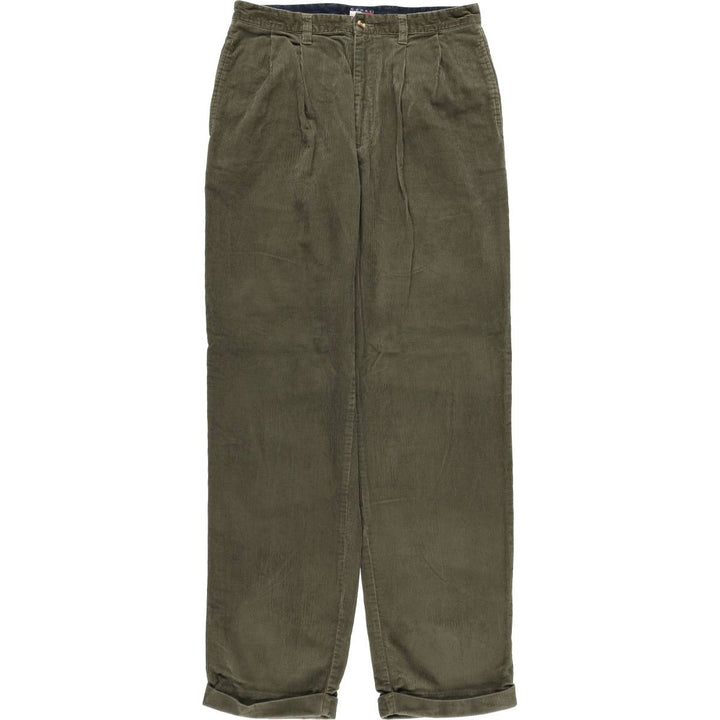 2000'S Tommy Hilfiger Two-pleat Corduroy Pants Men's Size W34 cotton Khaki type Vintage Second Hand