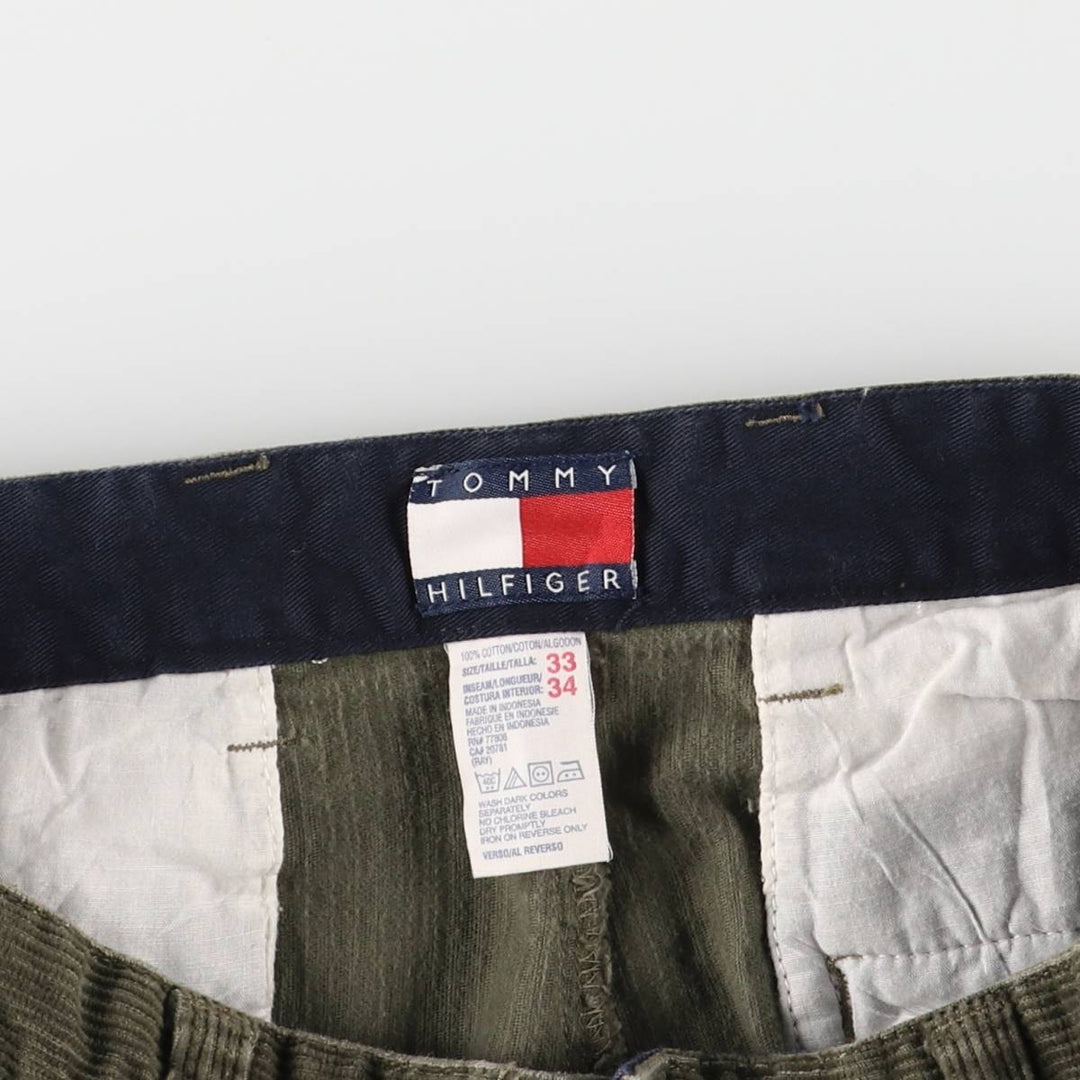 2000'S Tommy Hilfiger Two-pleat Corduroy Pants Men's Size W34 cotton Khaki type Vintage Second Hand