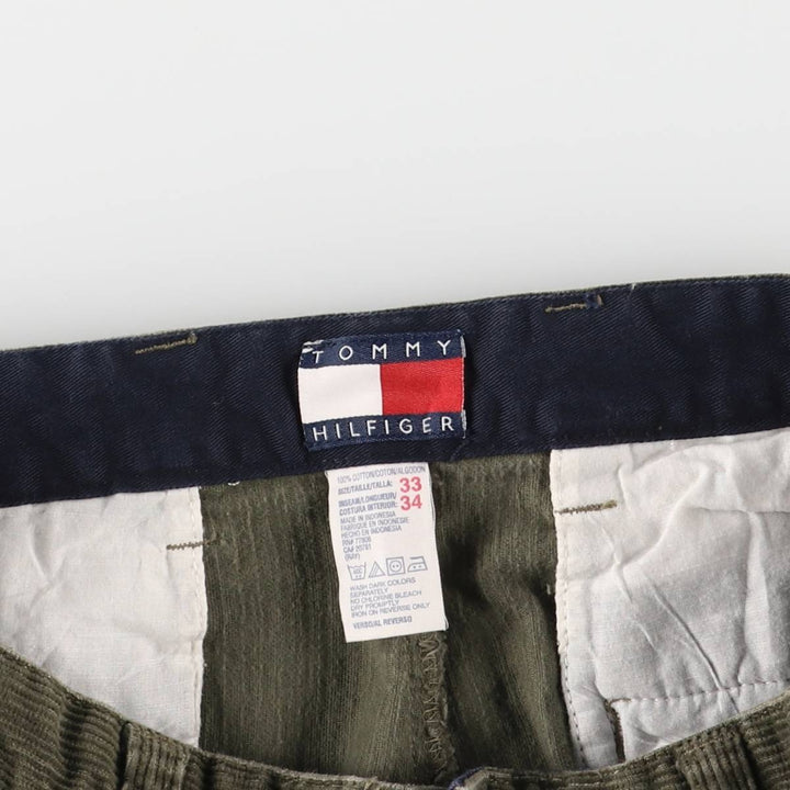 2000'S Tommy Hilfiger Two-pleat Corduroy Pants Men's Size W34 cotton Khaki type Vintage Second Hand