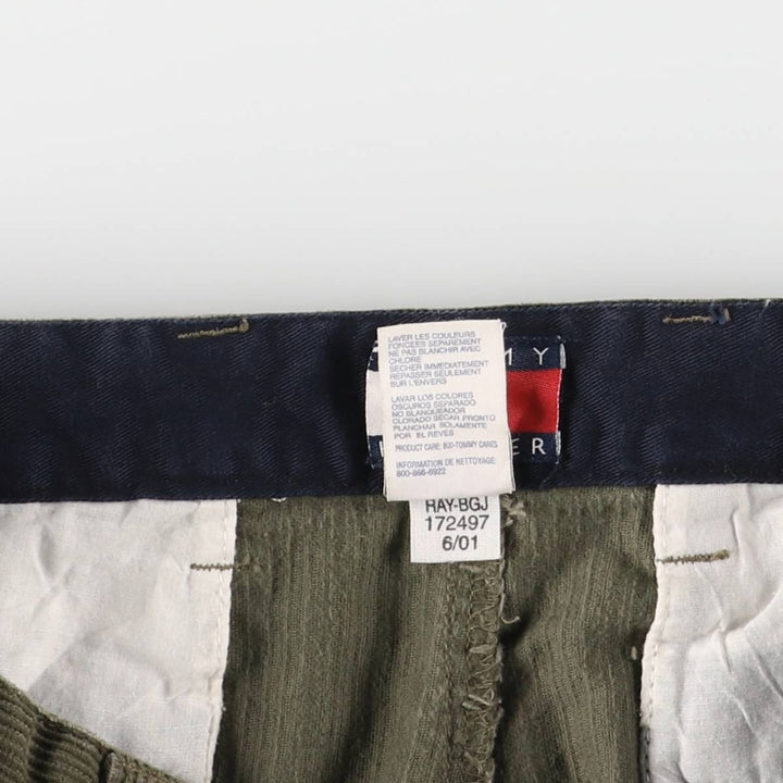 2000'S Tommy Hilfiger Two-pleat Corduroy Pants Men's Size W34 cotton Khaki type Vintage Second Hand